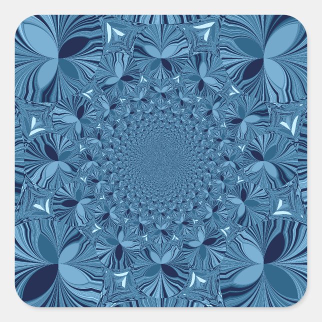 Beautiful Lovely Iridescent Blue Kaleidoscope Art  Square Sticker (Front)