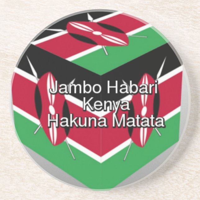 Beautiful Lovely Kenyan Flag Cube with Greeting  Coaster (Front)