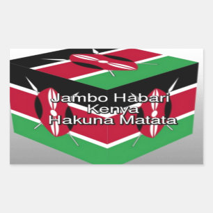 Beautiful Lovely Kenyan Flag Cube with Greeting  Rectangular Sticker