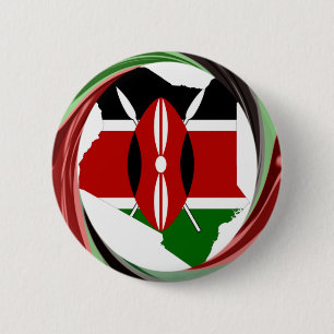 Beautiful Lovely Kenyan Whirlwind Map Design 6 Cm Round Badge