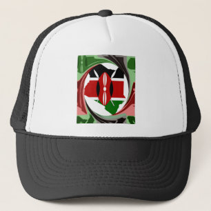 Beautiful Lovely Kenyan Whirlwind Map Design Trucker Hat