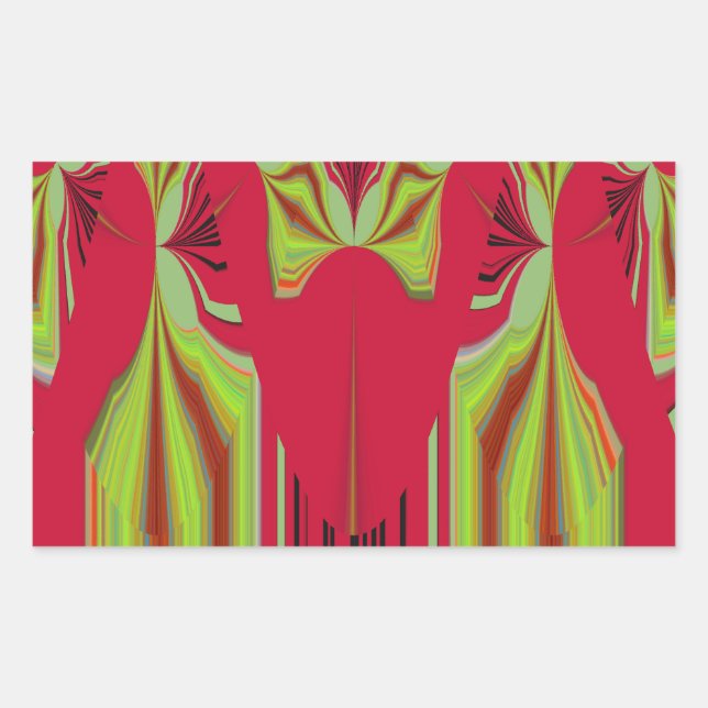 Beautiful Lovely Red and Yellow African Tribal Art Rectangular Sticker (Front)