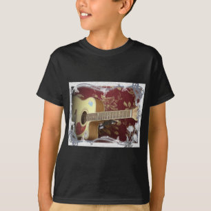 Beautiful Lovely Vintage Guitar on African Motif T-Shirt