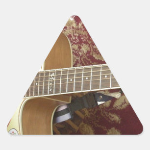 Beautiful Lovely Vintage Guitar on African Motif Triangle Sticker