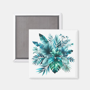 Beautiful lush tropical leaves magnet