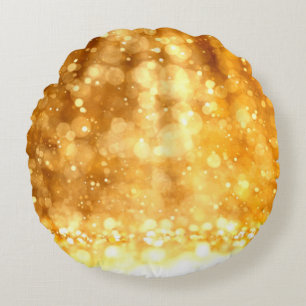 Beautiful luxury golden red glitter background. round cushion