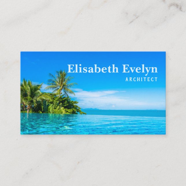 Beautiful luxury outdoor swimming pool in hotel business card (Front)