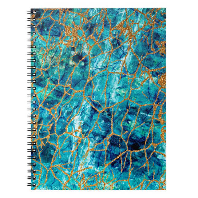 Beautiful luxury texture of blue marble with gold. notebook (Front)