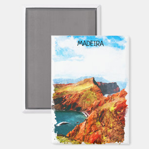 Beautiful Madeira Landscape View Illustration Magnet