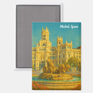 Beautiful Madrid Spain Vintage Travel Art Magnet
