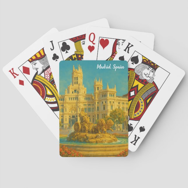 Beautiful Madrid Spain Vintage Travel Art Playing Cards (Back)