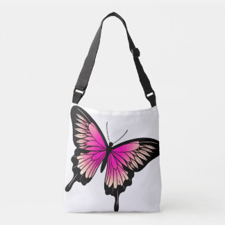 Beautiful Magenta Butterfly Cross Body Tote Bag