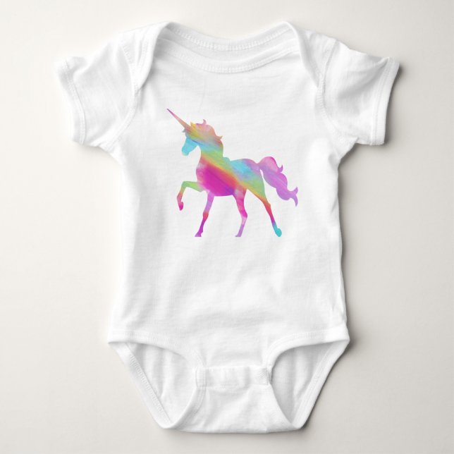 Beautiful Magical Colourful Unicorn  Baby Bodysuit (Front)