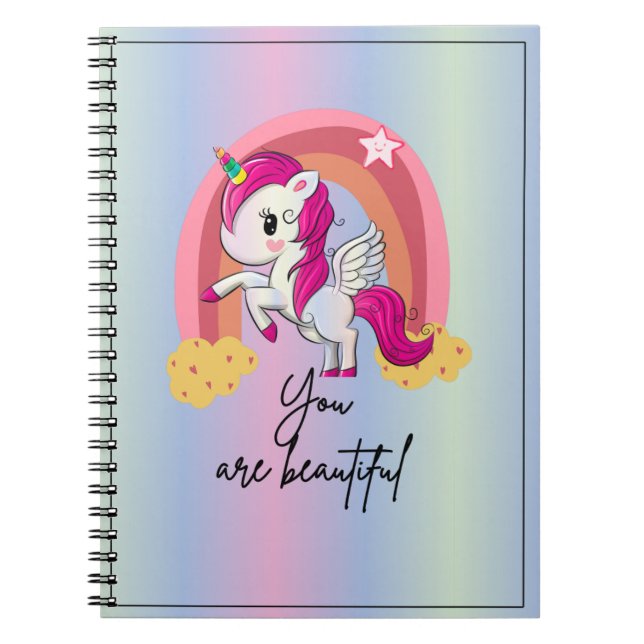 Beautiful magical unicorn  notebook (Front)