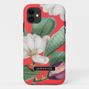 Beautiful Magnolia Blossoms Botanical with Name Case-Mate iPhone Case