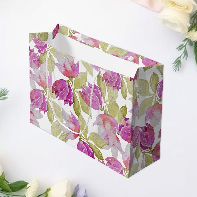 Beautiful Magnolia Flowers Watercolor Art Large Gift Bag (Creator Uploaded)