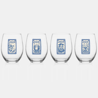 Beautiful Mahjong Joker Wine Glasses