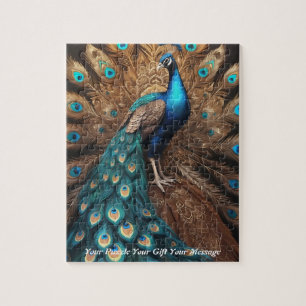 Beautiful Majestic Splendour: The Boho Peacock Jigsaw Puzzle