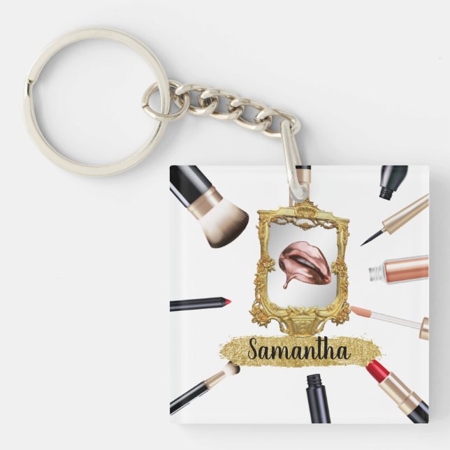 Beautiful Makeup Beauty Elegant Chic Custom Key Ring (Front)