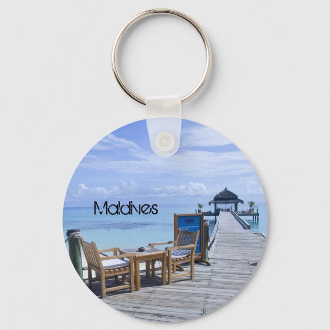 Beautiful Maldives Beach Keychain (Front)