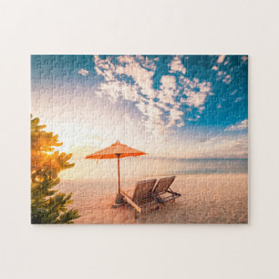 Beautiful Maldives Beach Sunset Jigsaw Puzzle