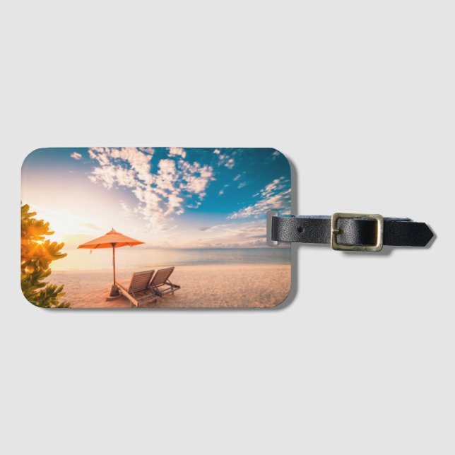 Beautiful Maldives Beach Sunset Luggage Tag (Front Horizontal)