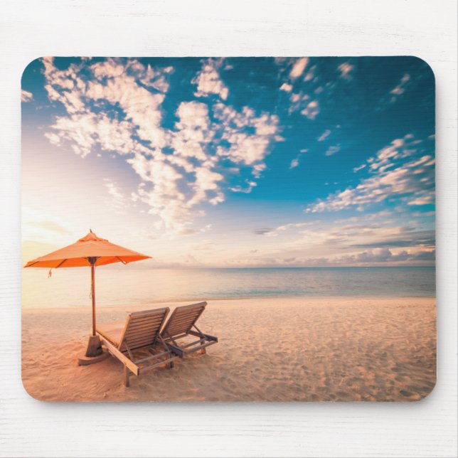 Beautiful Maldives Beach Sunset Mouse Pad (Front)