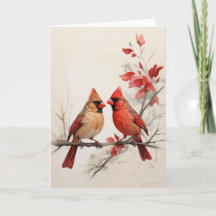 Beautiful Male Female Red Cardinals Painting Blank