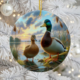 Beautiful Mallard Ducks Keepsake Ceramic Tree Decoration