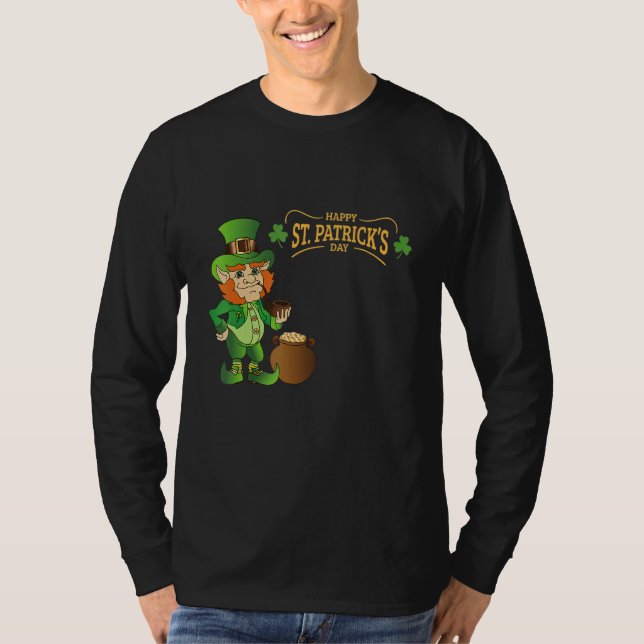 Beautiful Man S And The Word Happy St Patricks Day T-Shirt (Front)