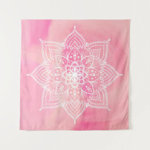 Beautiful Mandala on pink background  Tapestry