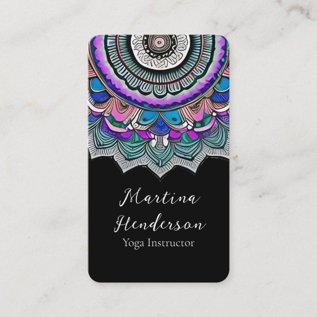 Beautiful Mandala Yoga Business Card (Front)