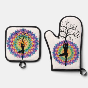 Beautiful Mandala Yogo and Meditation Oven Mitt & Pot Holder Set
