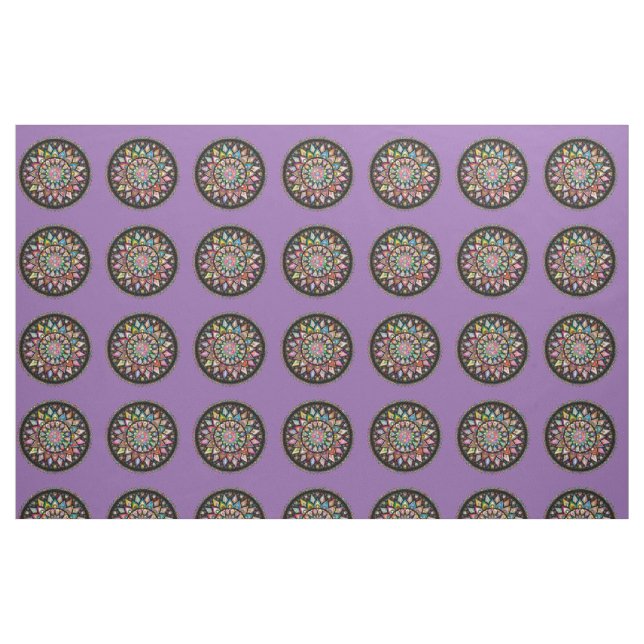 Beautiful mandalas on purple background fabric (Fat Quarter)