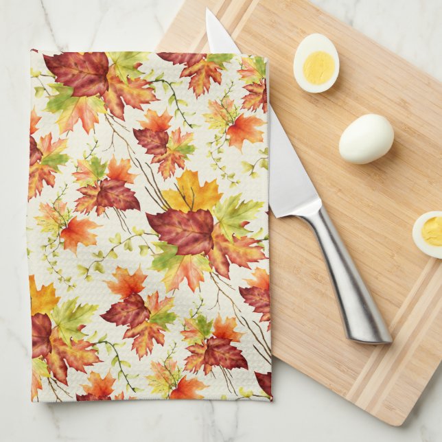 Beautiful Maple Leaves Tea Towel (Quarter Fold)