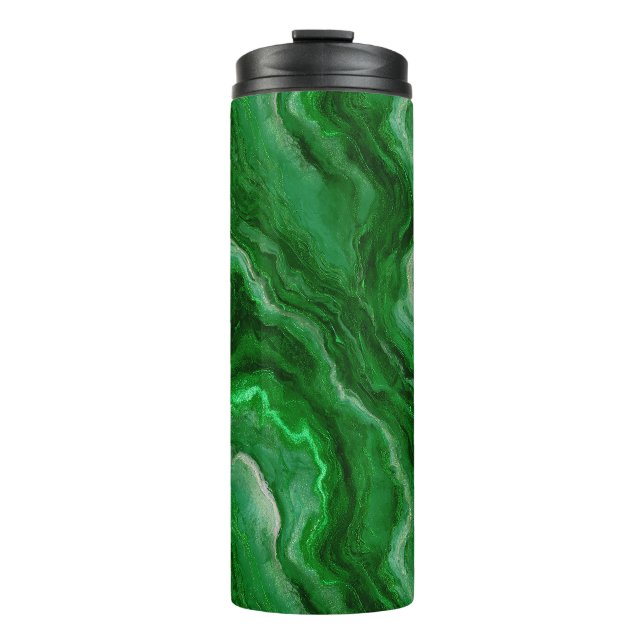 Beautiful Marble Pattern in Emerald Green Thermal Tumbler (Front)