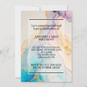 Beautiful Marble Print Birthday Party Invitation
