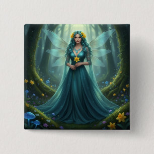 Beautiful March Aquamarine Fairy 15 Cm Square Badge