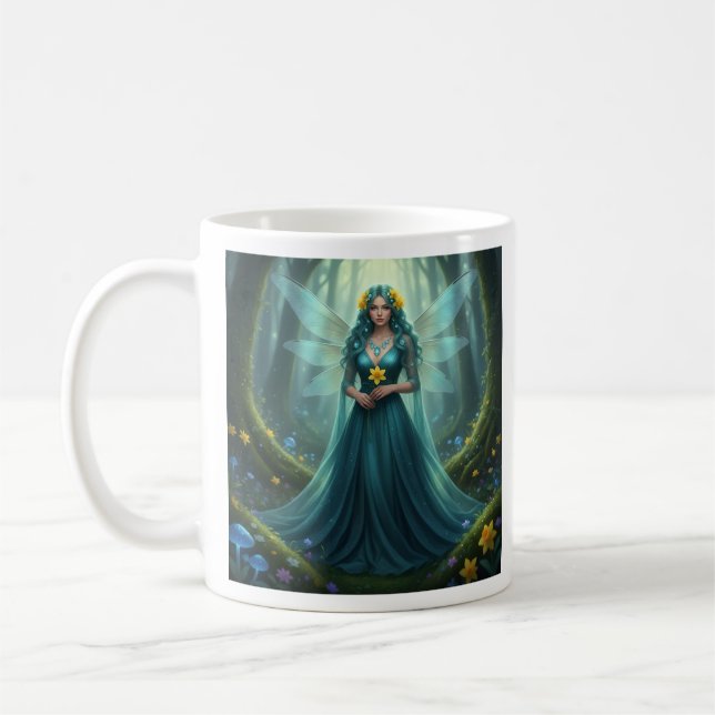Beautiful March Aquamarine Fairy Coffee Mug (Left)