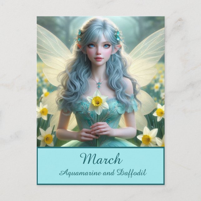 Beautiful March Fairy in Daffodils Postcard (Front)