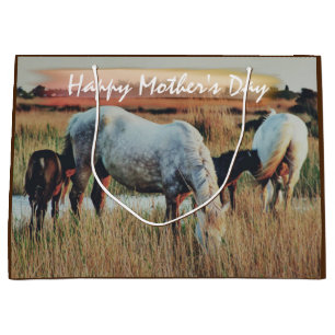 Beautiful Mares and Foals Horse Scene Mother's Day Large Gift Bag