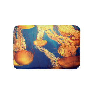 Beautiful Marine Life: Golden Jellyfish Bath Mat