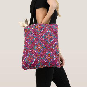🤩 Beautiful maroon and turquoise Azulejos, Tote Bag