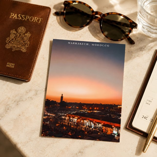 Beautiful Marrakech Red Medina Sunset Postcard (Morocco's Marrakech Postcard. )