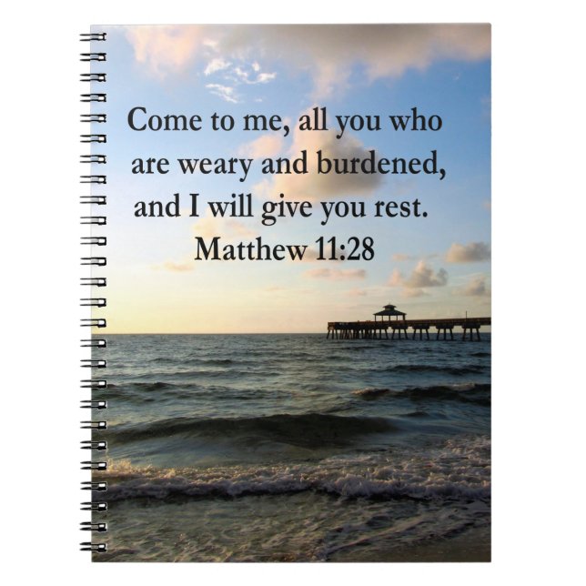 BEAUTIFUL MATTHEW 11:28 SCRIPTURE VERSE NOTEBOOK (Front)