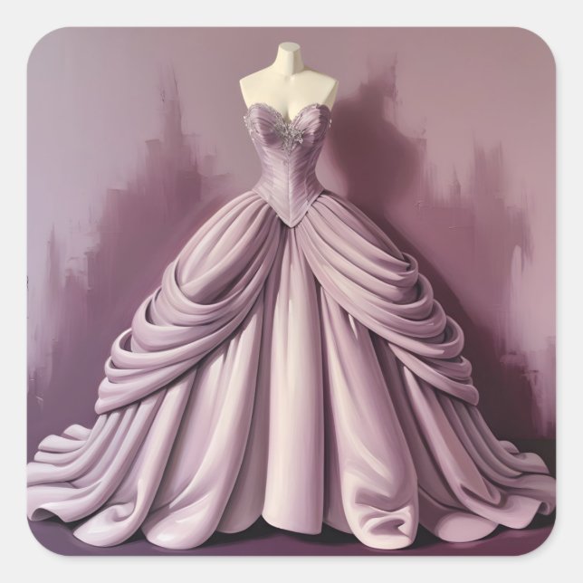 Beautiful mauve gown square sticker (Front)