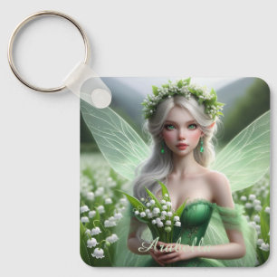 Beautiful May Fairy in Lilies of the Valley Key Ring