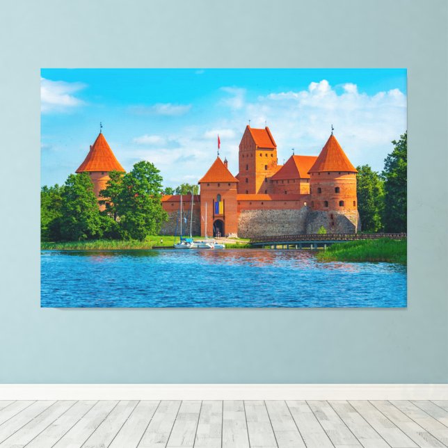 Beautiful Mediaeval Castle on Blue Lake          Canvas Print (Insitu(Wood Floor))