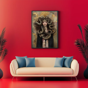 Beautiful Medusa - Greek Art Nouveau Portrait 02 Poster