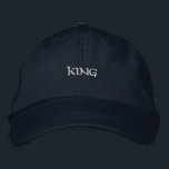 Beautiful Men Hansome Boy King custom text Printed Embroidered Hat<br><div class="desc">Elevate your casual look with this navy adjustable cap,  featuring "King" in finely stitched embroidery. The cotton material offers a soft,  comfortable feel.</div>